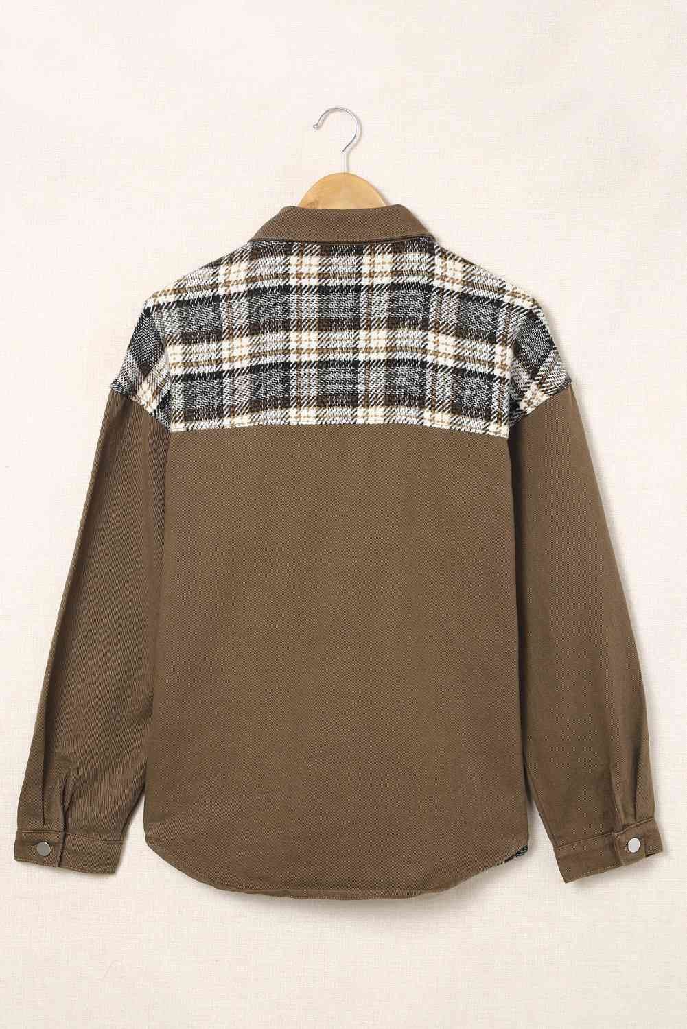Plaid Collared Denim Jacket - KAISERINC