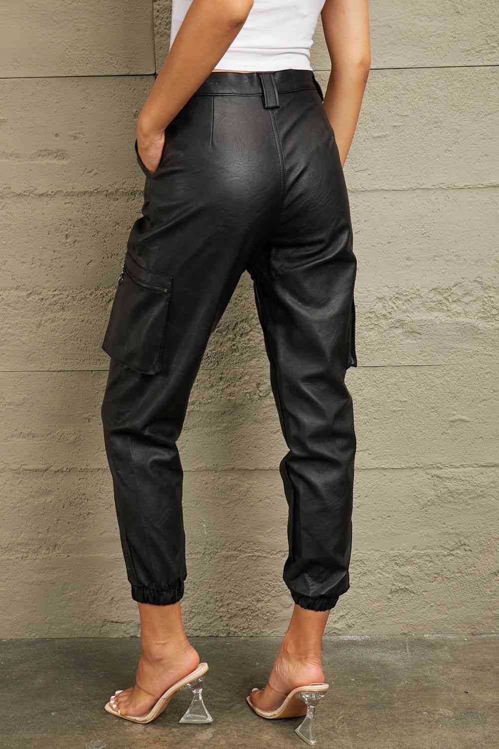 Kancan High Rise Leather Joggers - KAISERINC