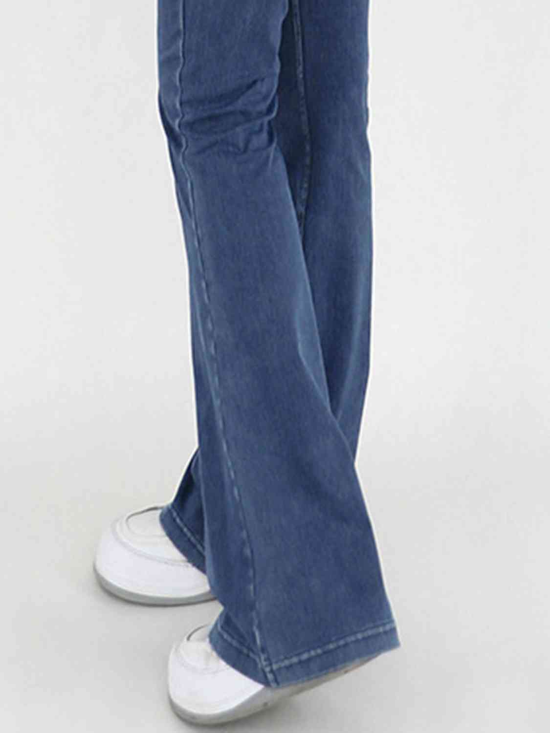 Wide Waistband Bootcut Jeans with Pockets - KAISERINC