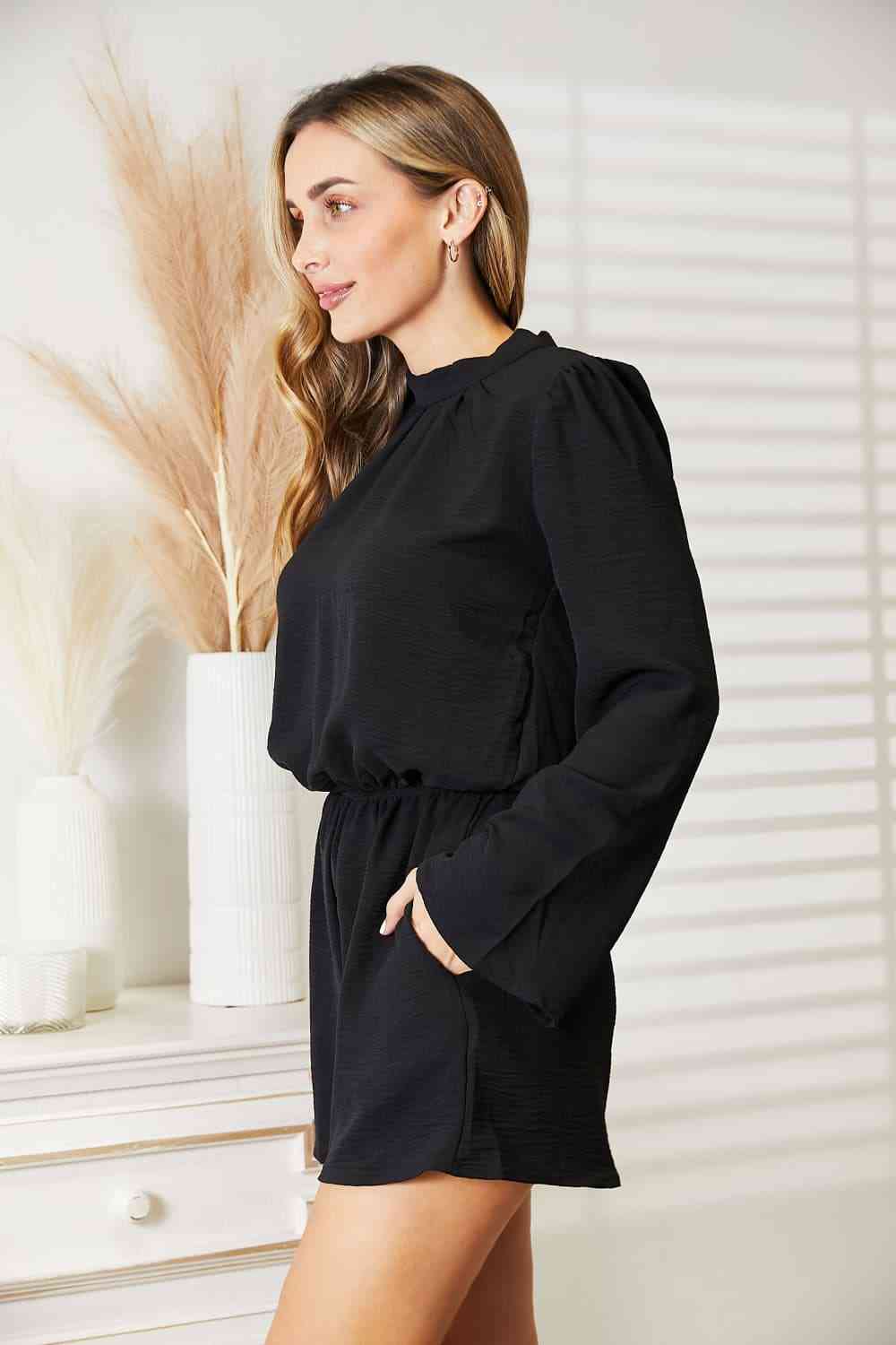 Culture Code Full Size Open Back Romper with Pockets - KAISERINC