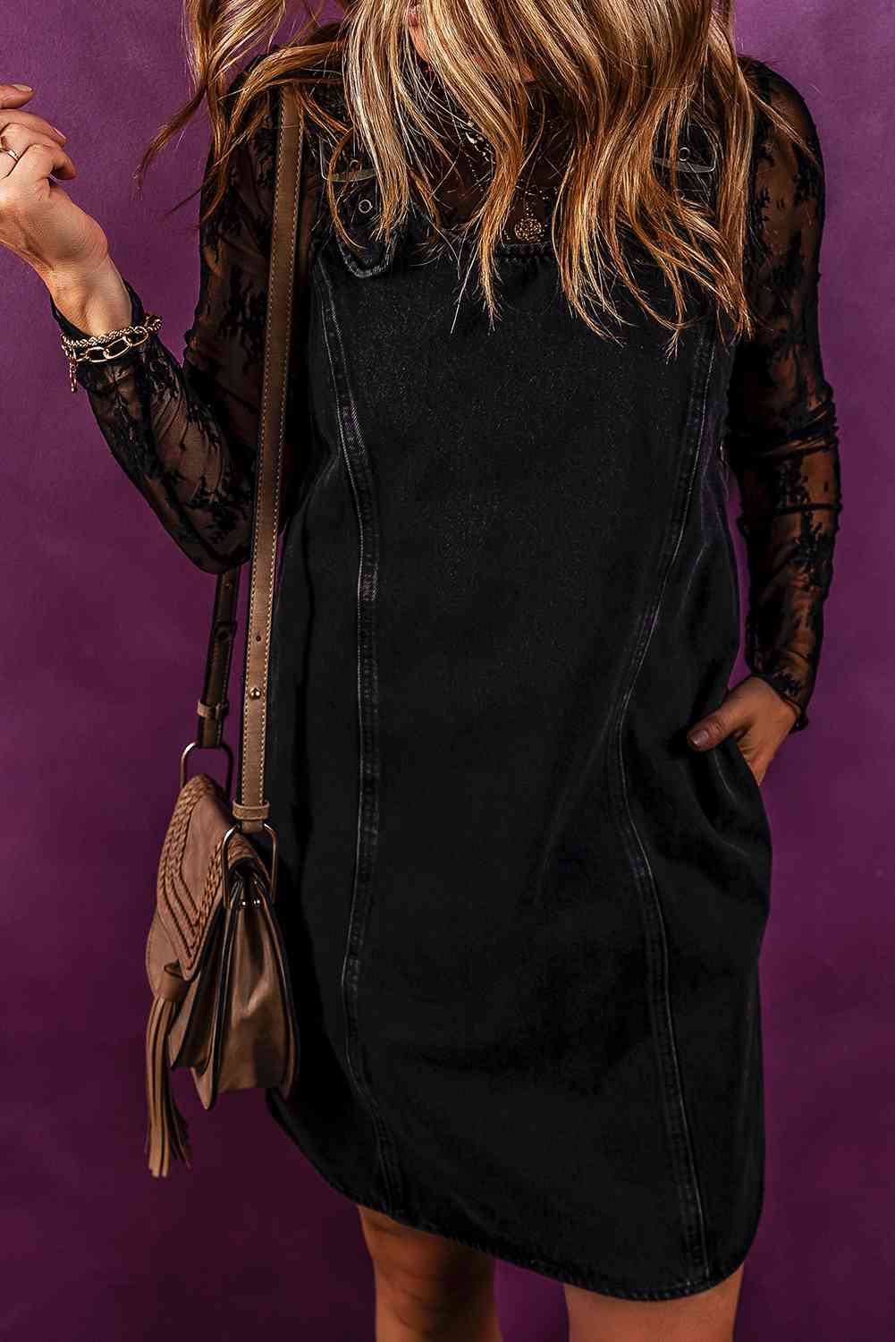 Sleeveless Denim Dress with Pockets - KAISERINC