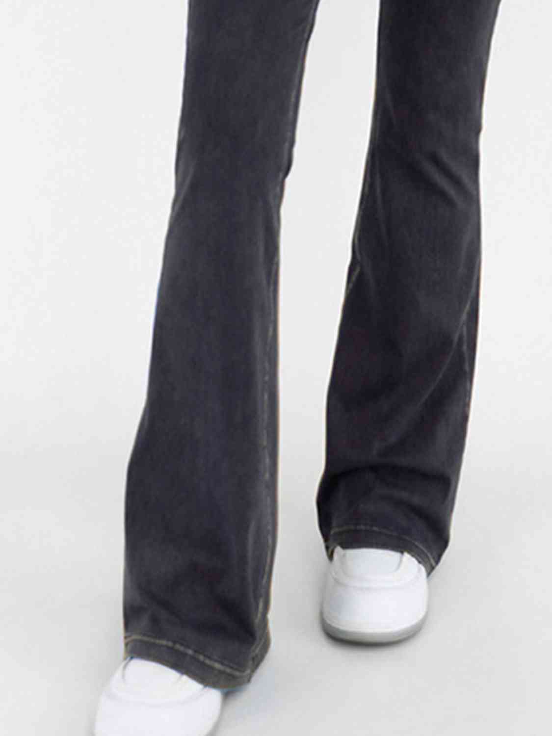 Wide Waistband Bootcut Jeans with Pockets - KAISERINC