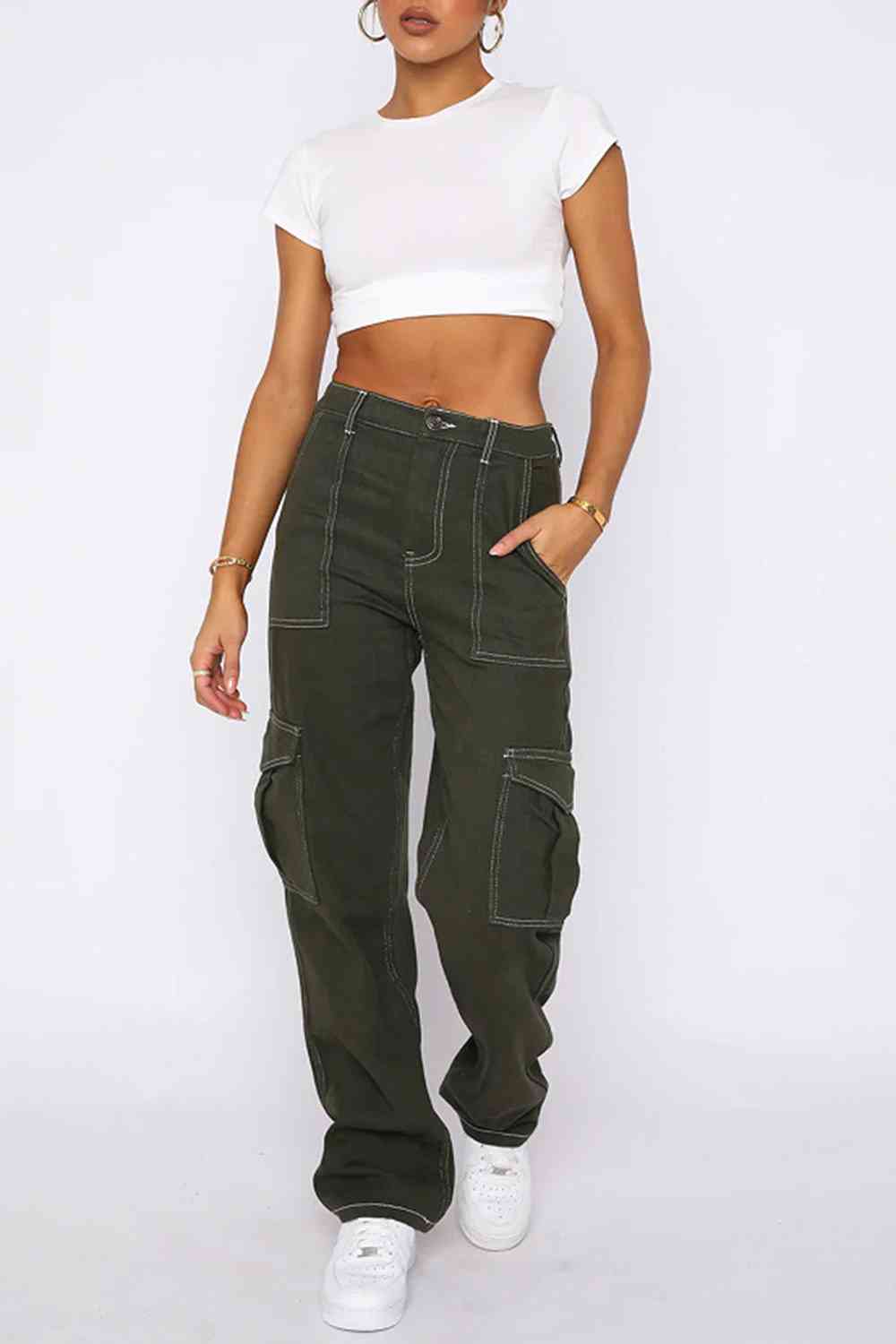 High Waist Jeans with Pockets - KAISERINC