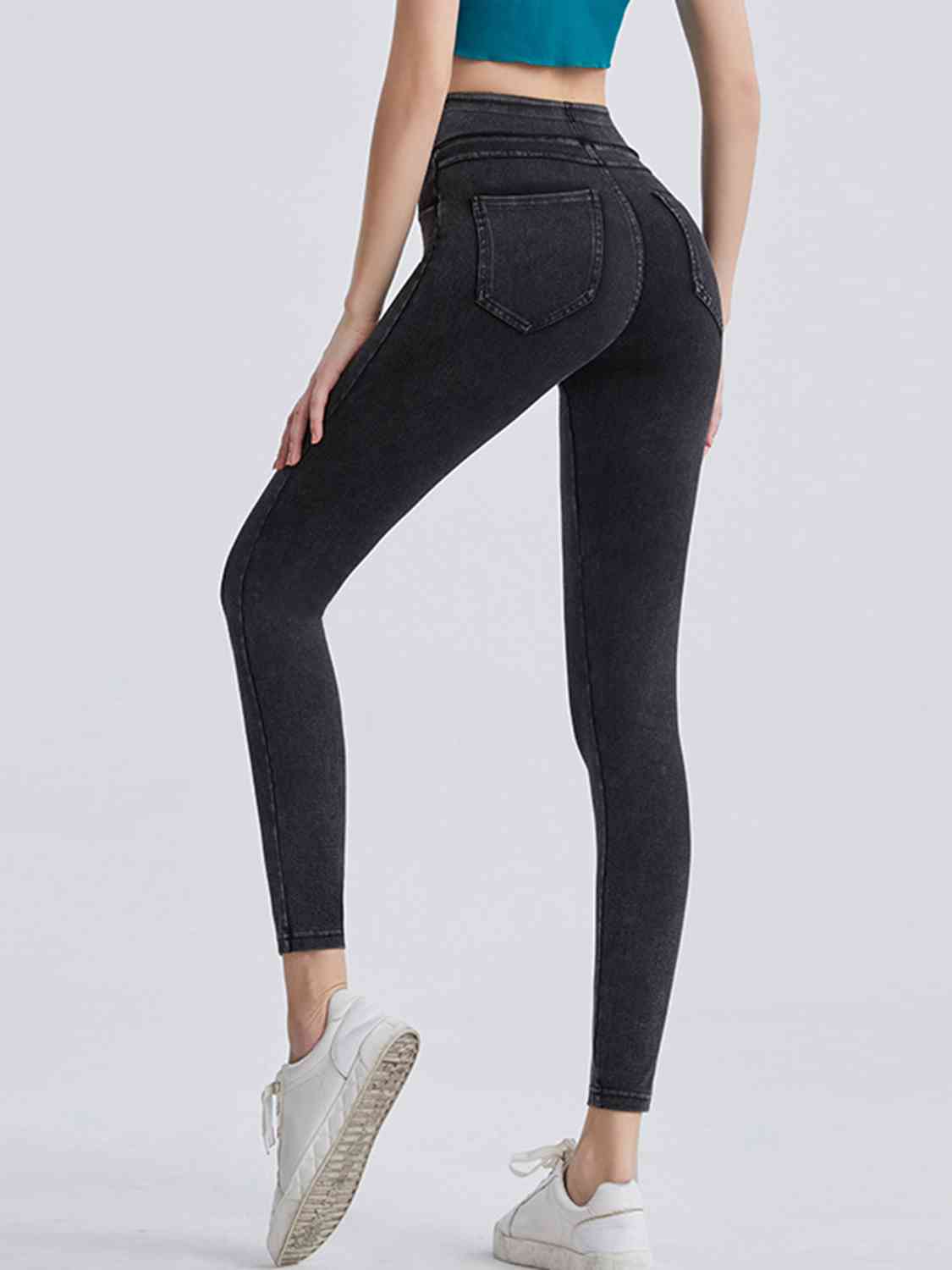 Wide Waistband Sports Leggings - KAISERINC