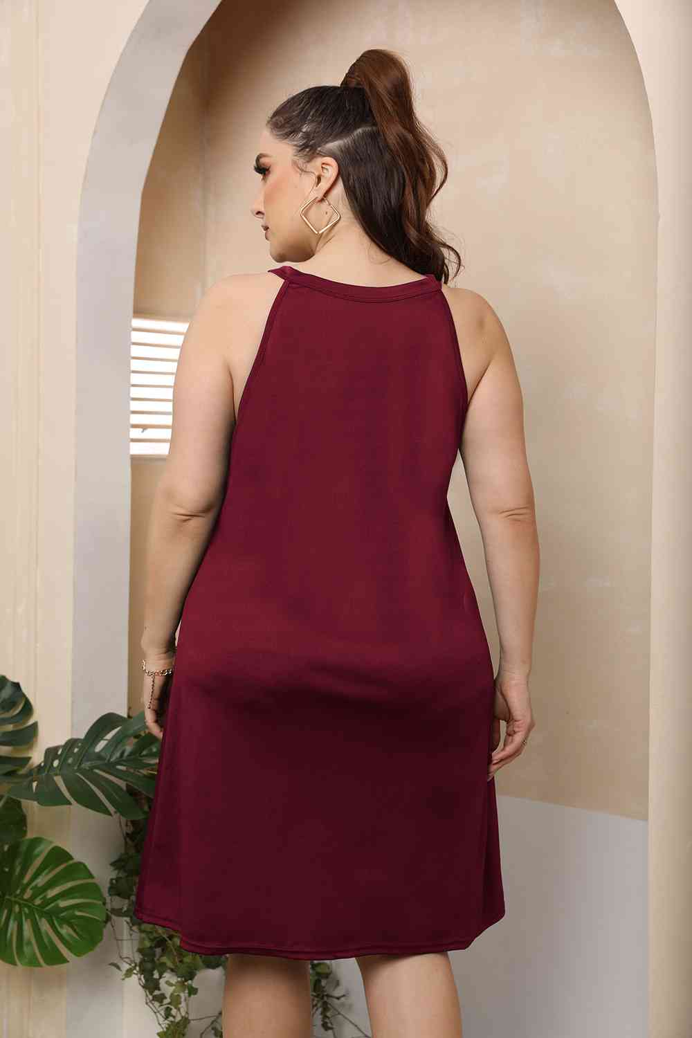 Plus Size Cutout Round Neck Sleeveless Dress - KAISERINC