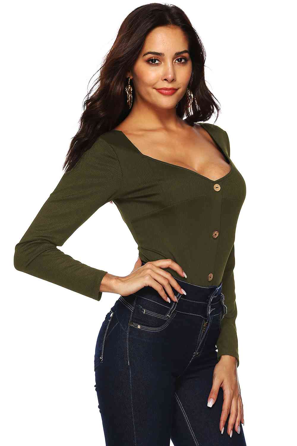 Button Detail Bodysuit - KAISERINC