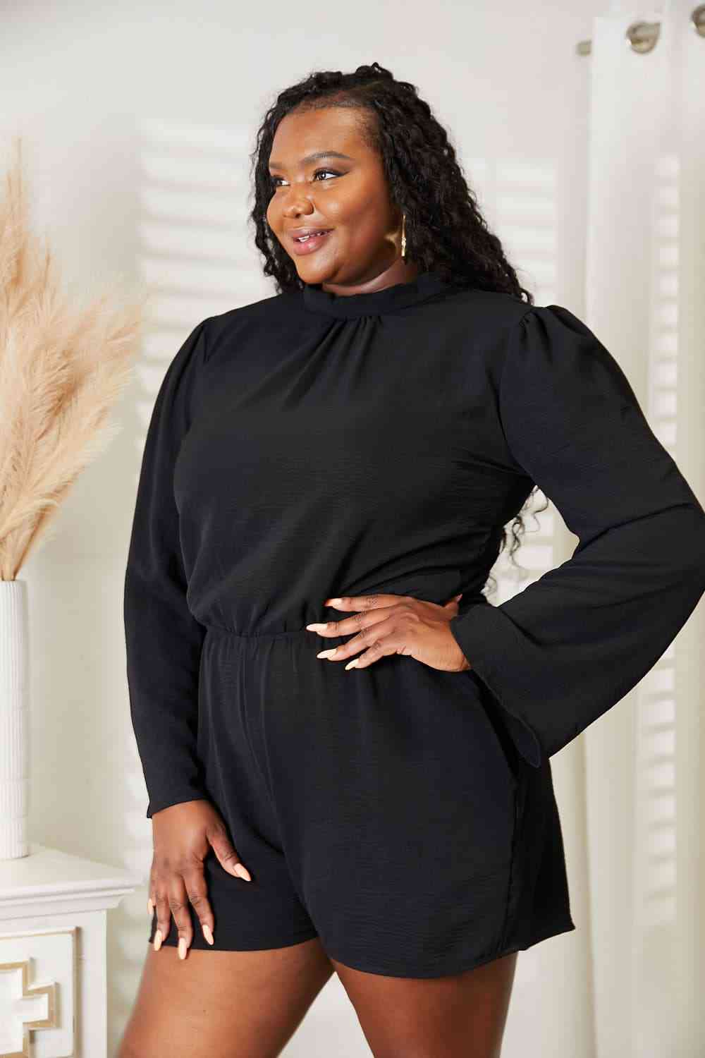 Culture Code Full Size Open Back Romper with Pockets - KAISERINC