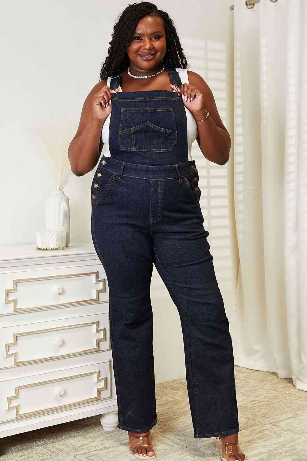 Judy Blue Full Size High Waist Classic Denim Overalls - KAISERINC