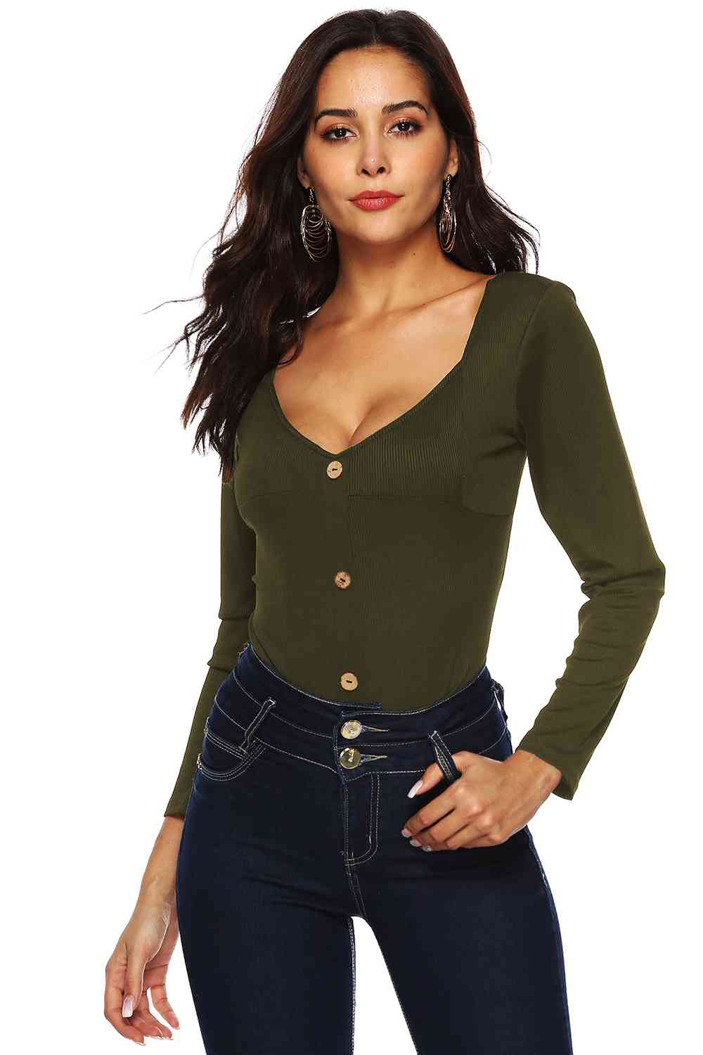 Button Detail Bodysuit - KAISERINC