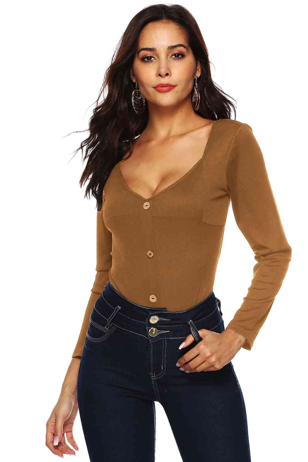 Button Detail Bodysuit - KAISERINC