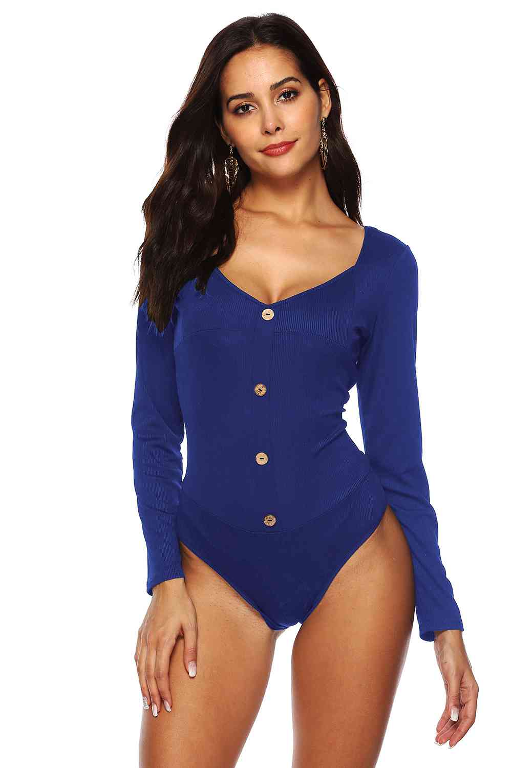 Button Detail Bodysuit - KAISERINC