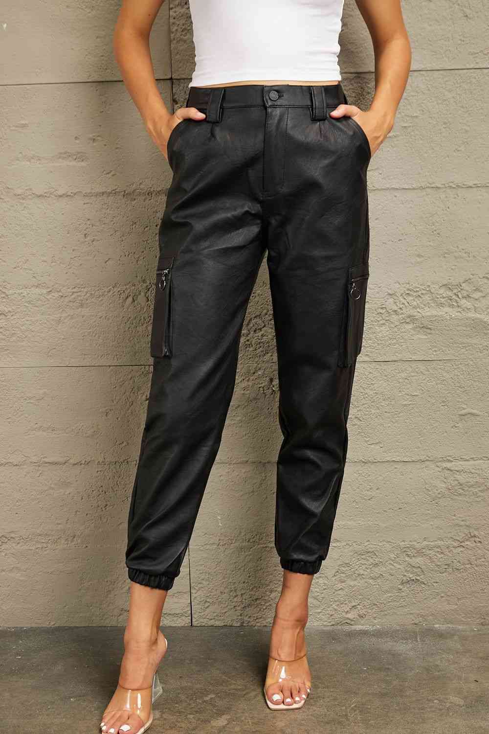 Kancan High Rise Leather Joggers - KAISERINC