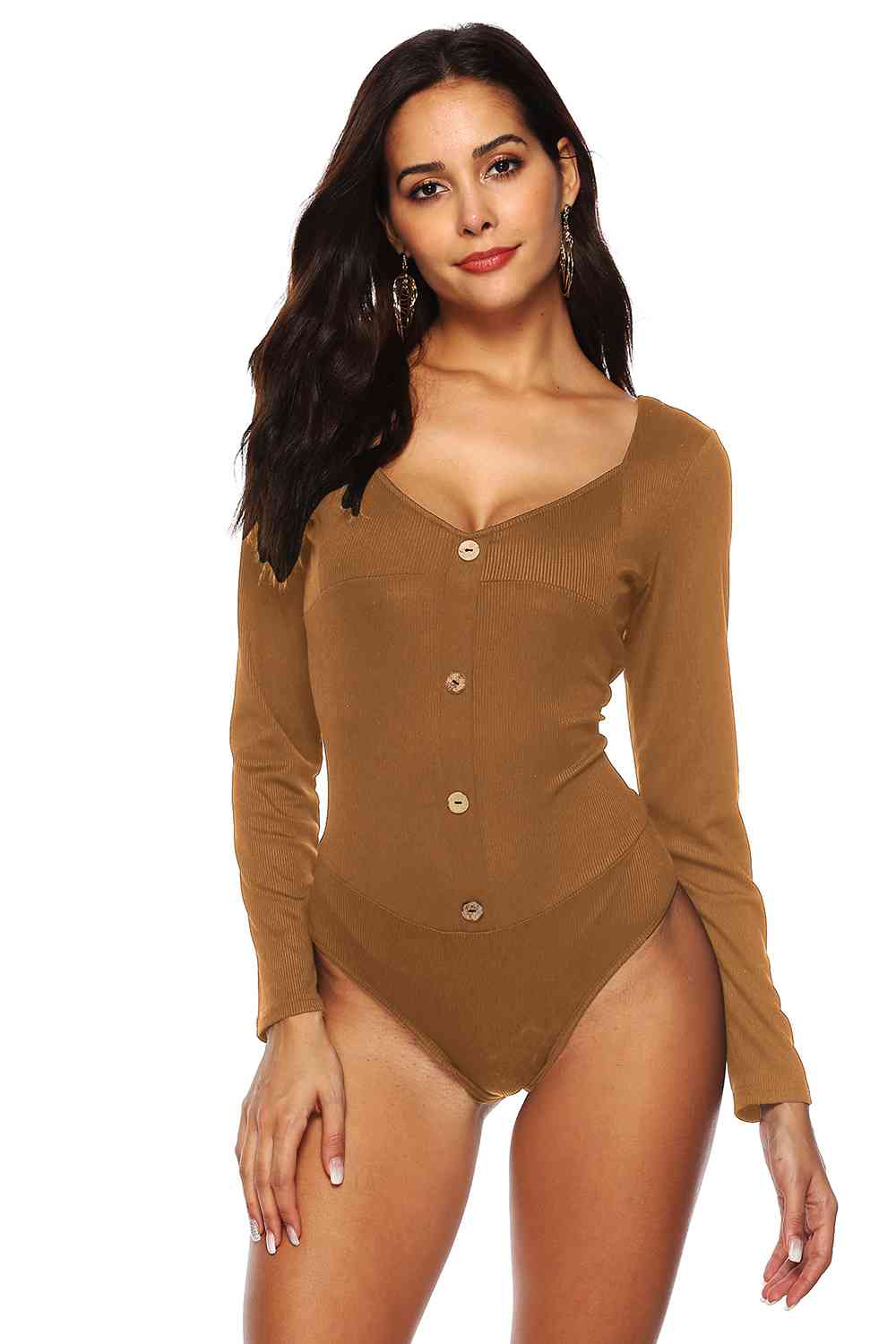 Button Detail Bodysuit - KAISERINC