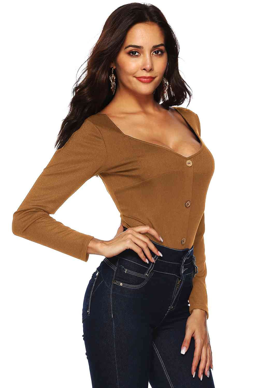 Button Detail Bodysuit - KAISERINC