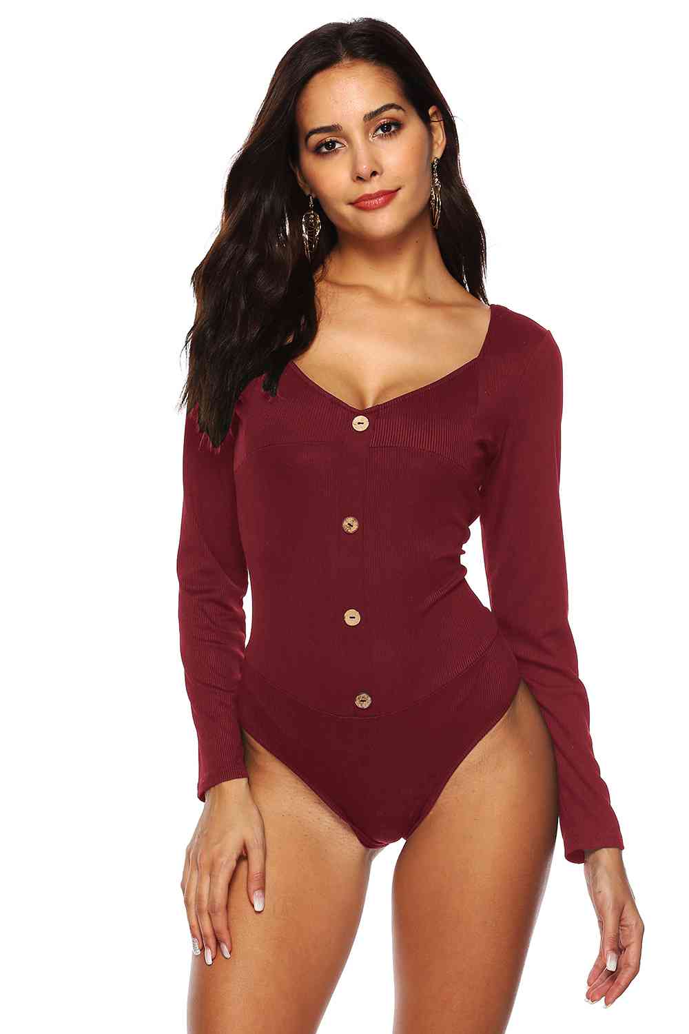 Button Detail Bodysuit - KAISERINC
