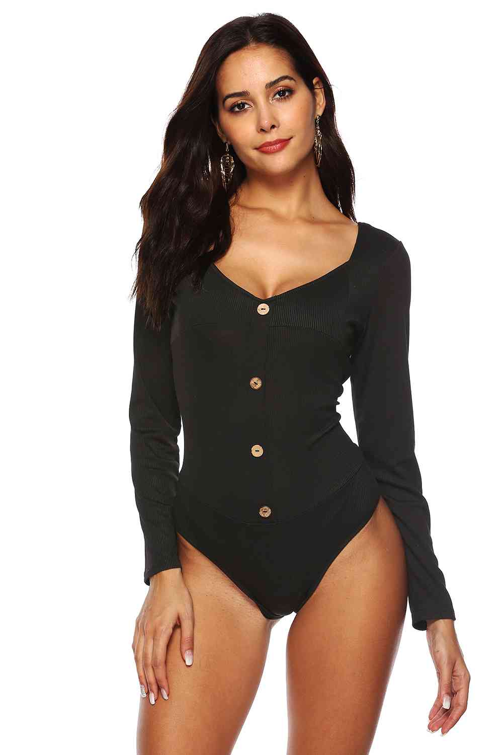 Button Detail Bodysuit - KAISERINC
