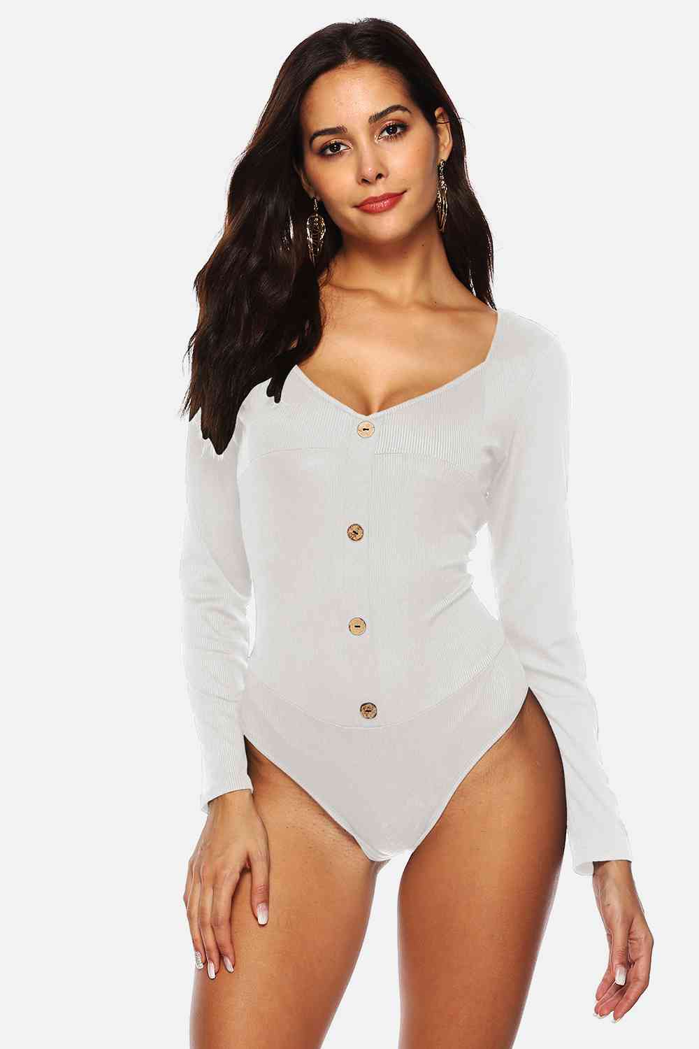 Button Detail Bodysuit - KAISERINC