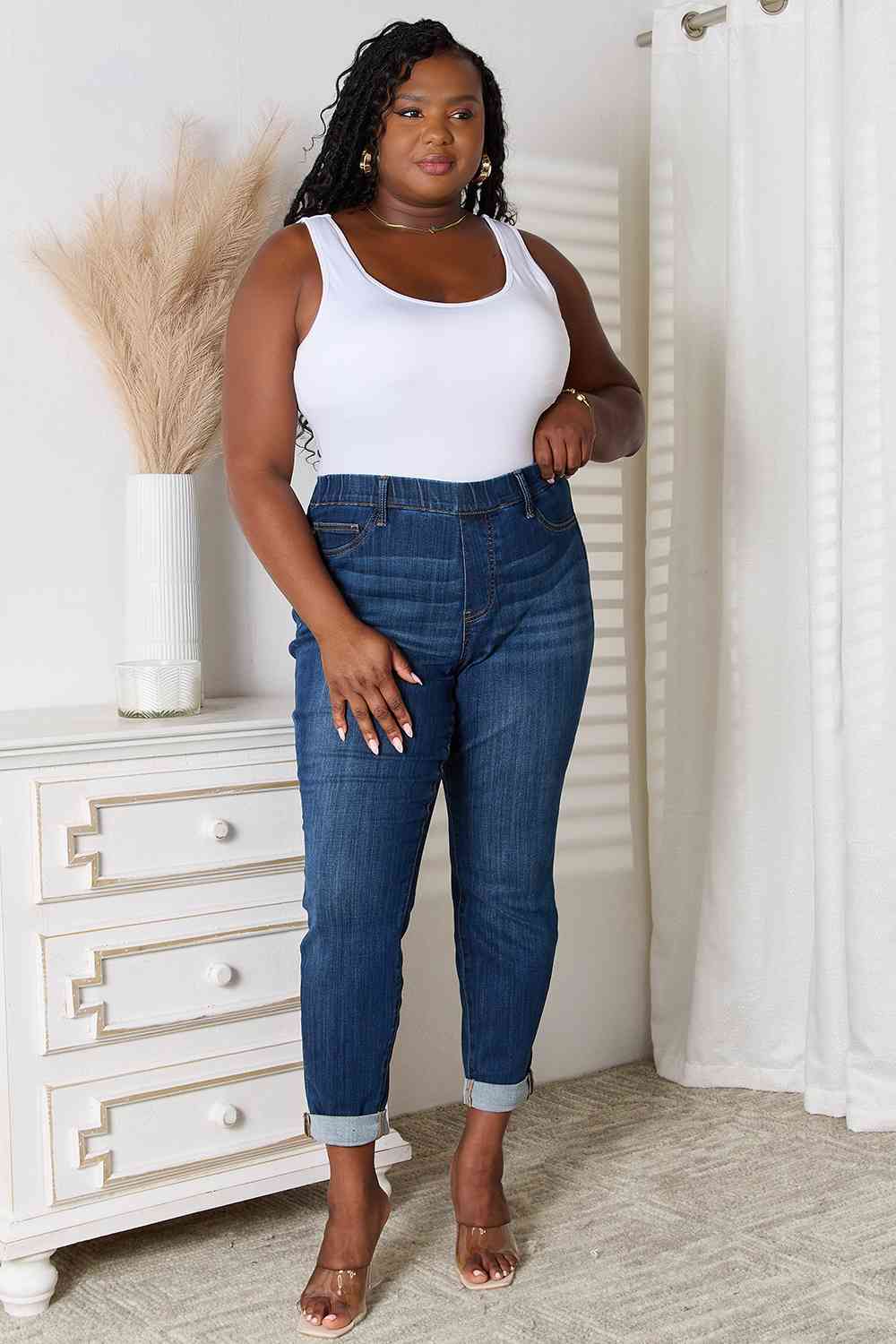 Judy Blue Full Size Skinny Cropped Jeans - KAISERINC