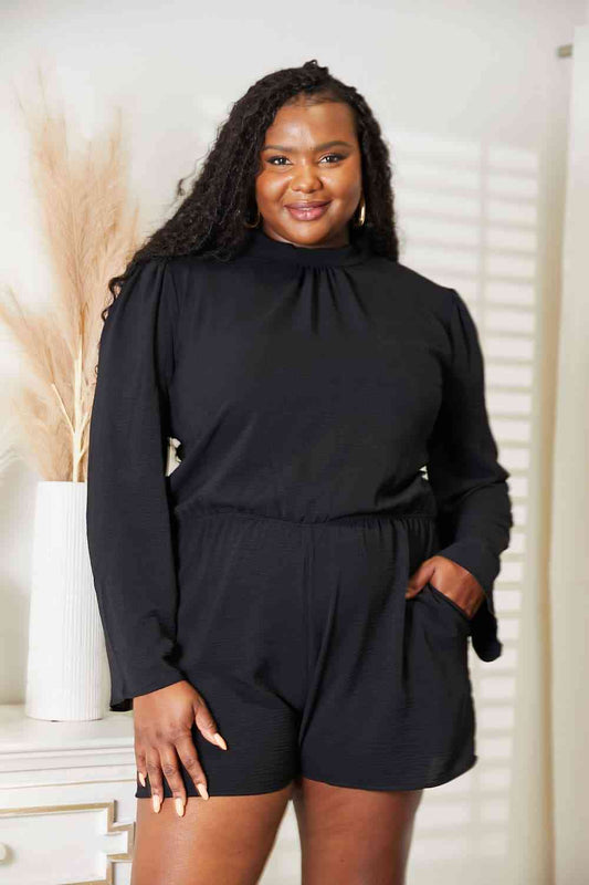 Culture Code Full Size Open Back Romper with Pockets - KAISERINC