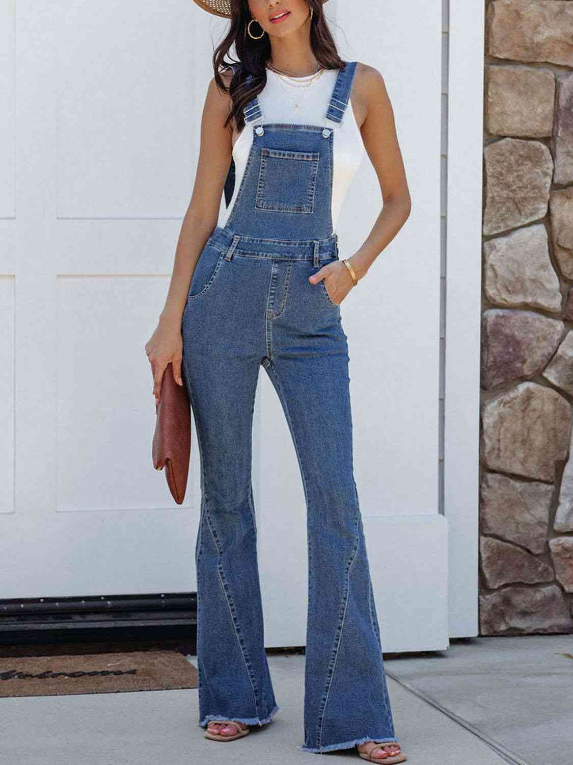 Raw Hem Denim Overall - KAISERINC