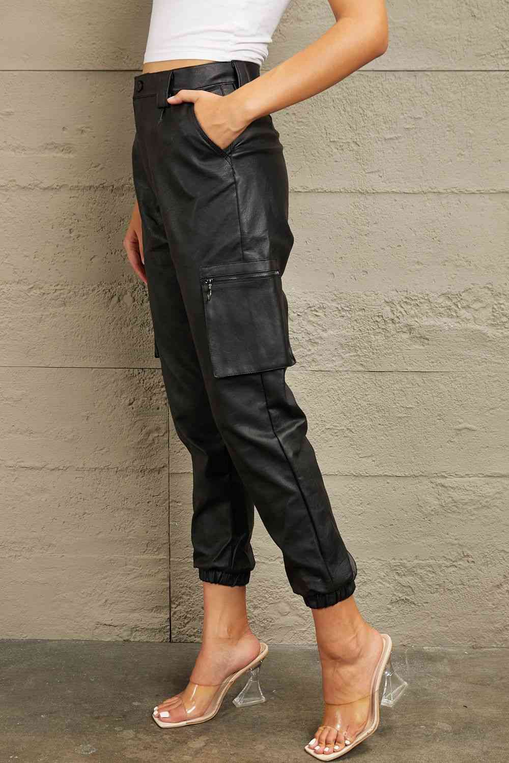 Kancan High Rise Leather Joggers - KAISERINC