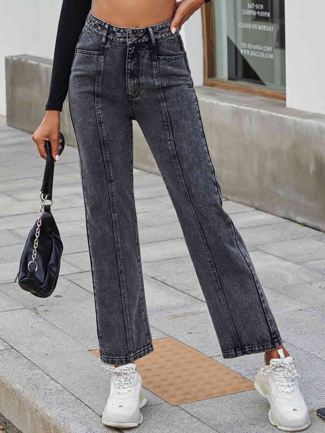 High Waist Straight Leg Jeans - KAISERINC